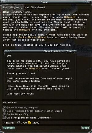 Lost Hiltguard, Lost Elite Guard Quest Screenshot.jpg